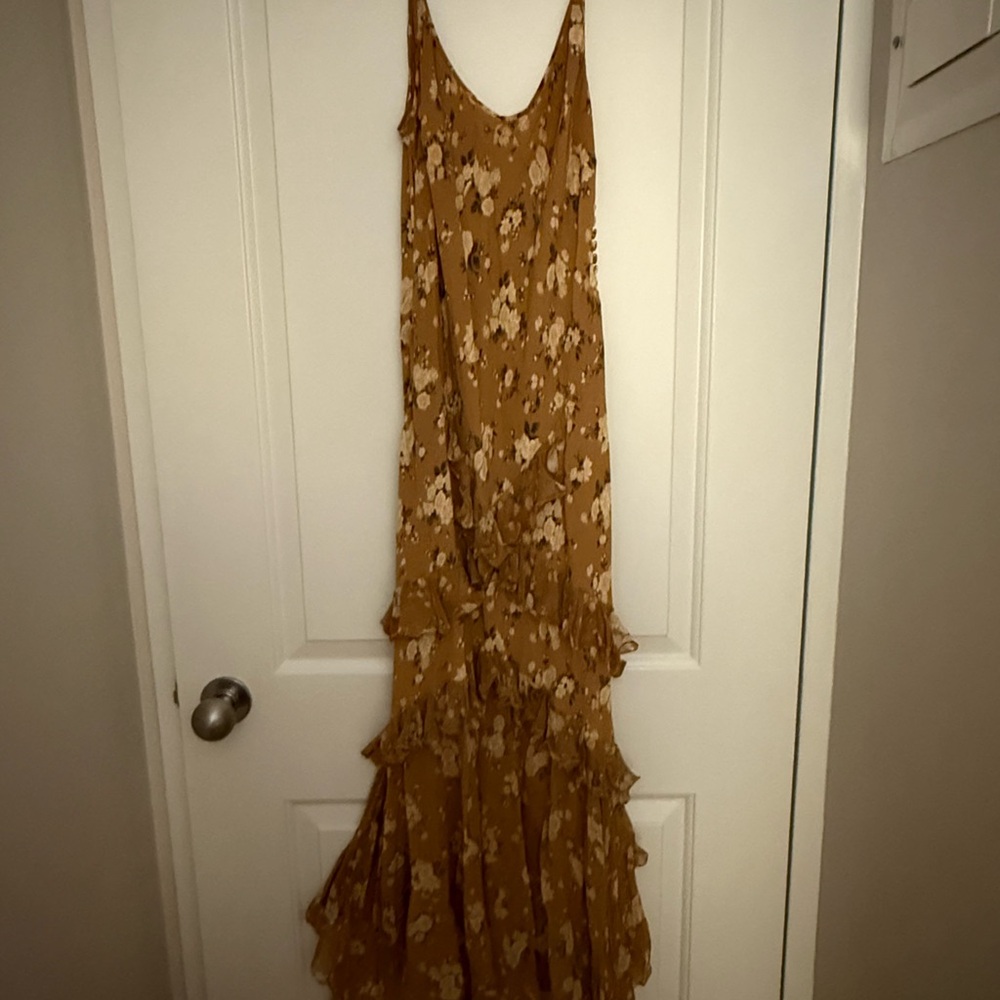 Michael Kors Collection Floral Tan Maxi Dress